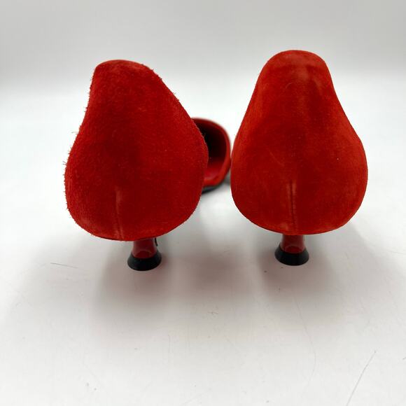 Khaite Seville Suede d’Orsay Heels Red Pointy Toe Kitten - Picture 8 of 14